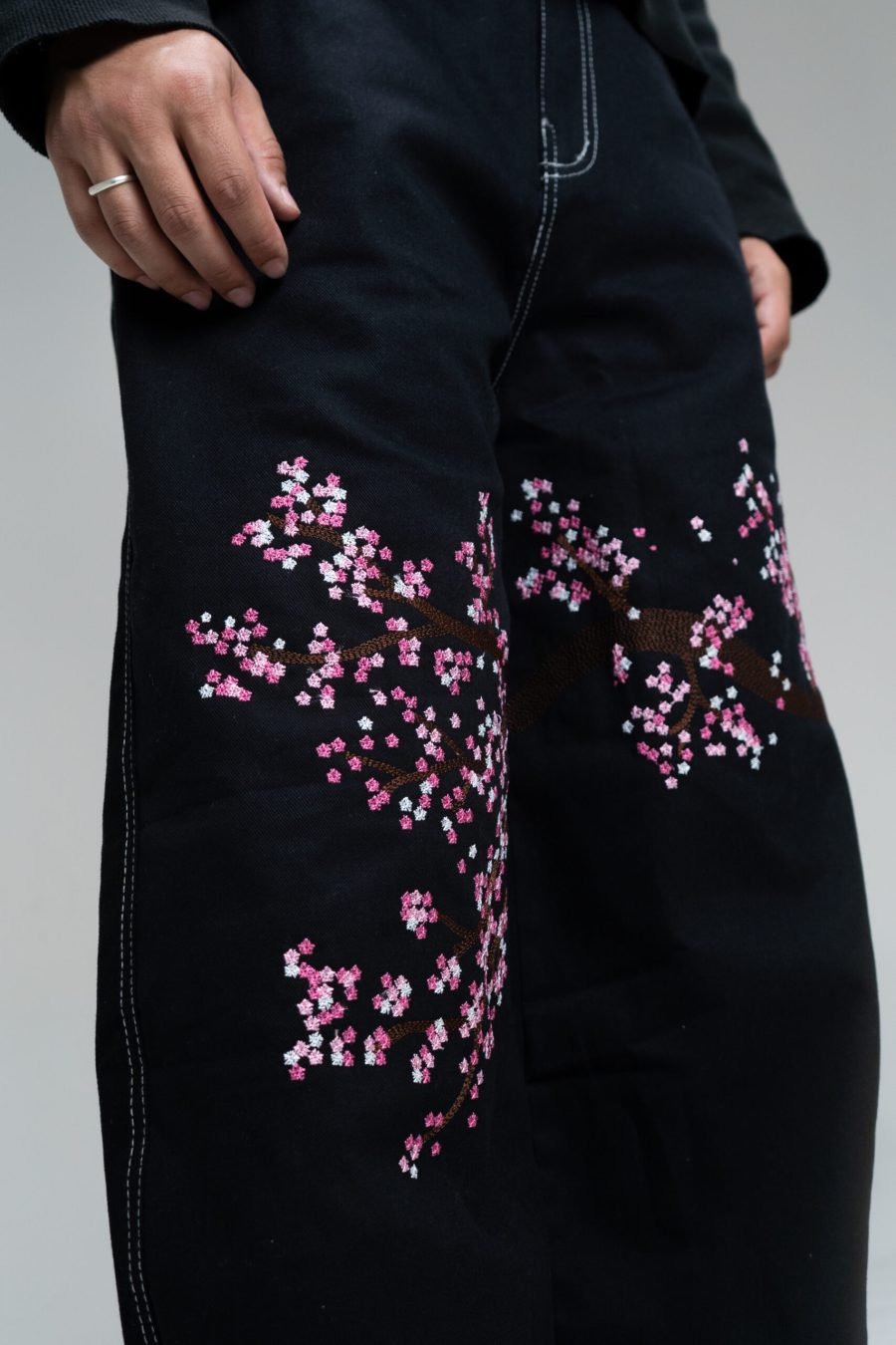 Embroidered Sakura Pants